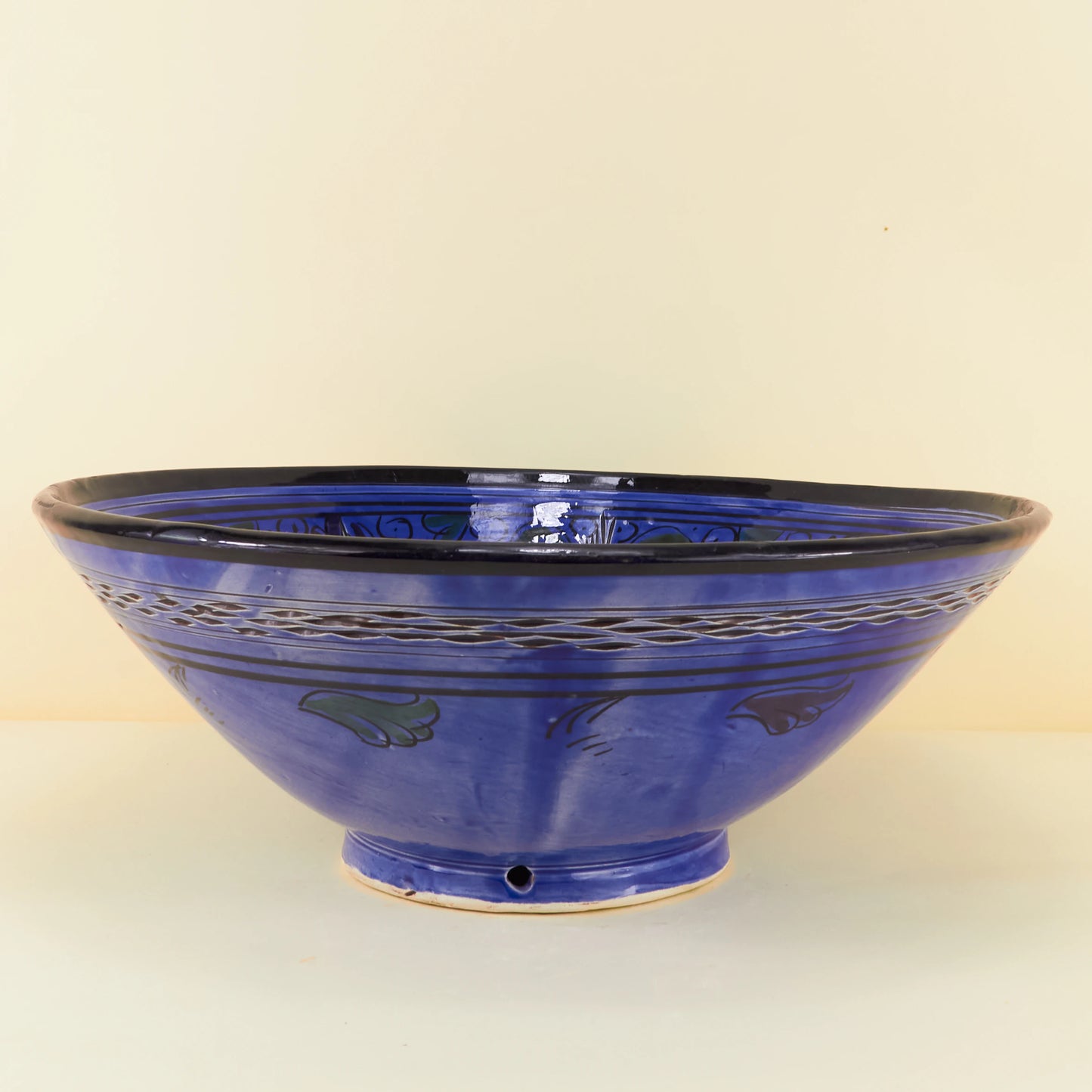 Aardewerk Schaal Gegraveerd XXL – Sapphire Bloom