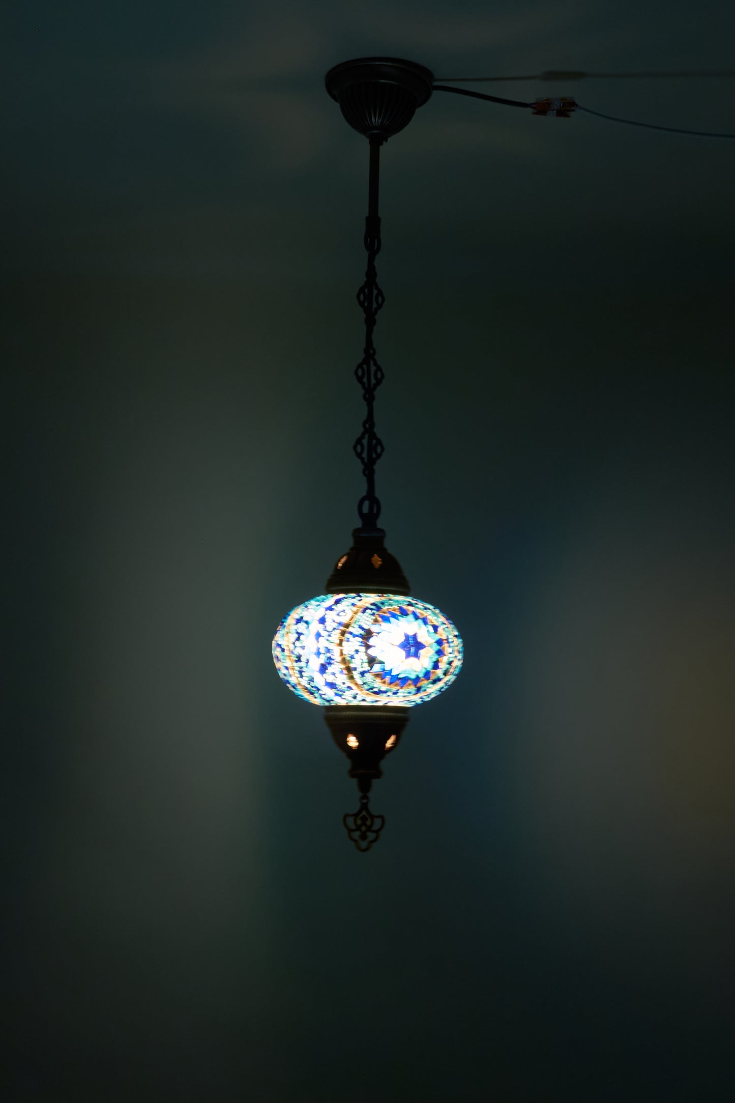 Mozaïek Hanglamp M – Blue Diamond – Handgemaakte lamp – JZ Handmade – J&Z Handmade