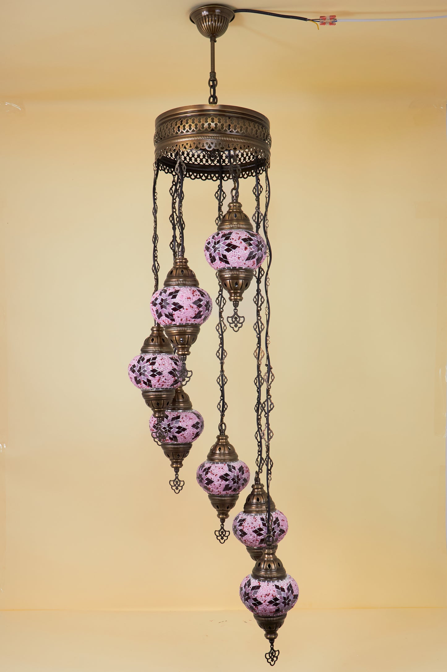 Mosaic Chandelier 7 Balls S – Rose Flame | Spiral