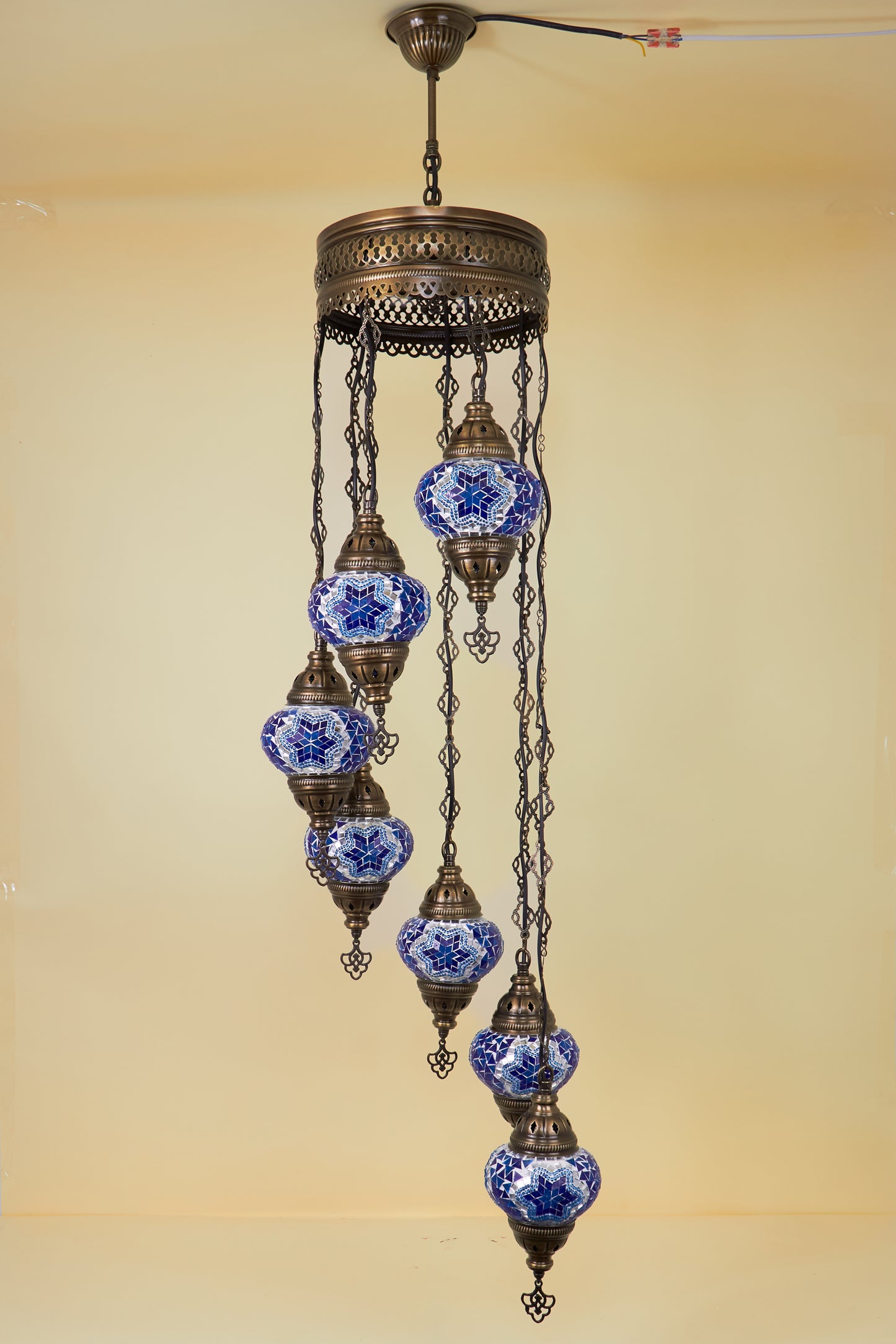 Mosaic Chandelier 7 Balls S – Blue Mirage | Spiral