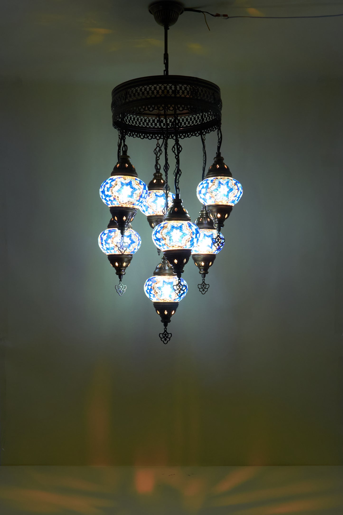 Mosaic Chandelier 7 Balls S – Blue Mirage | Cluster