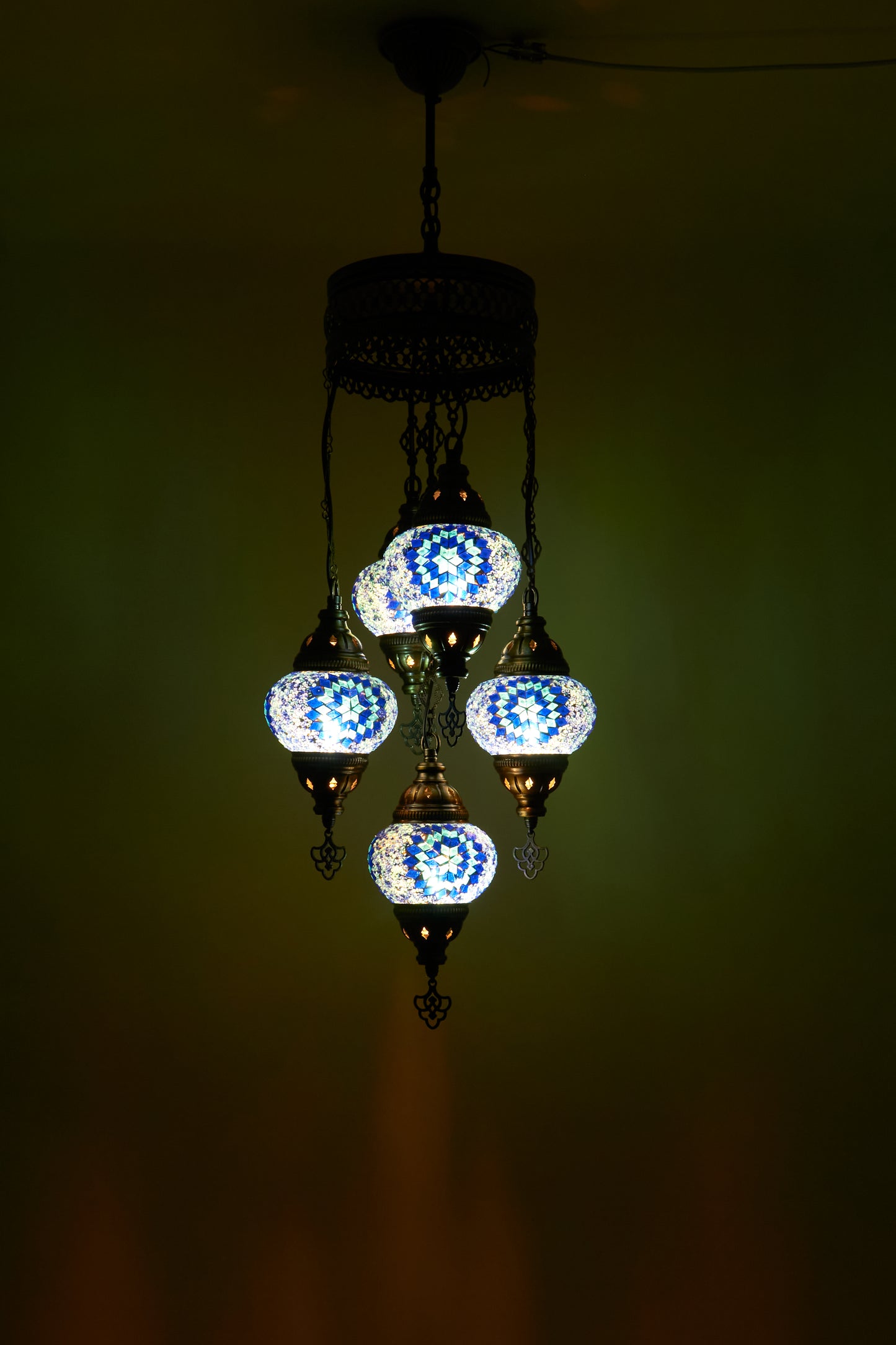 Mosaic Chandelier 5 Balls S – Sapphire Star | Cluster