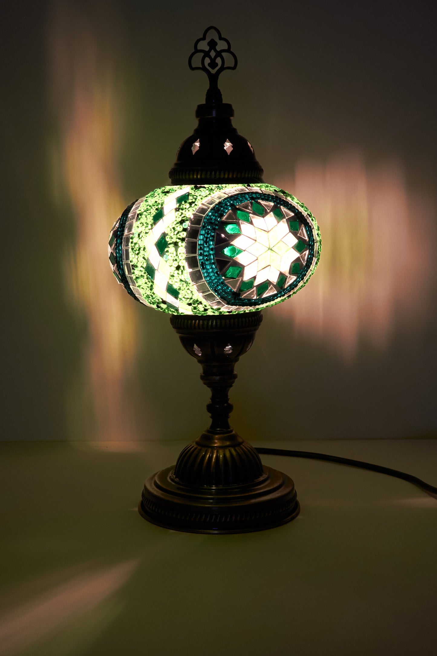 Mozaïek Tafellamp M – Emerald Echo – Handgemaakte – JZ Handmade – J&Z Handmade