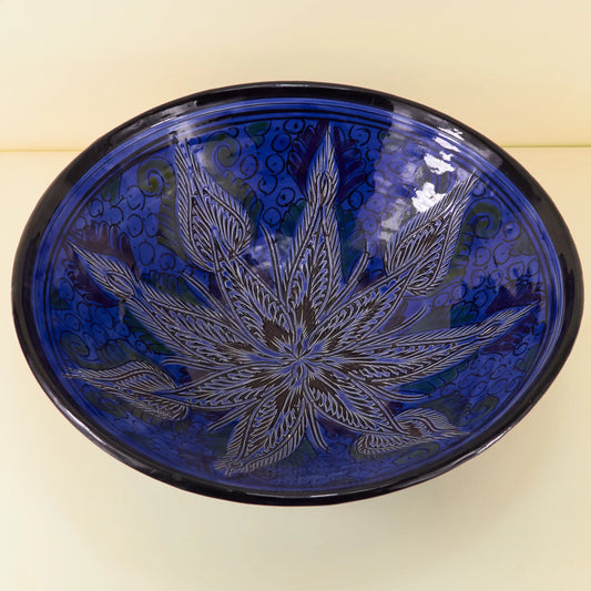 Aardewerk Schaal Gegraveerd XXL – Sapphire Bloom