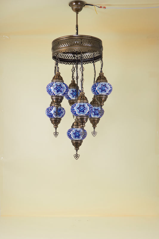 Mosaic Chandelier 7 Balls S – Blue Mirage | Cluster