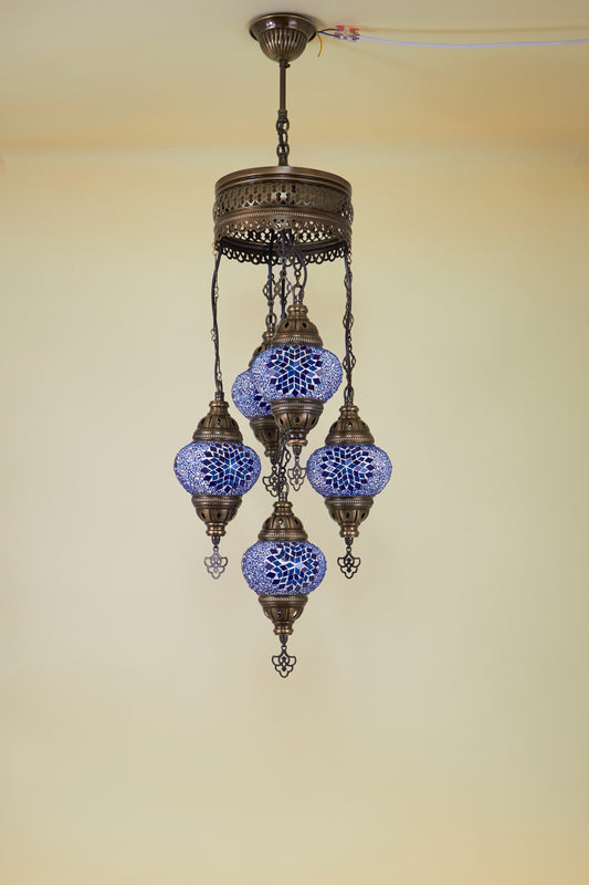 Mosaic Chandelier 5 Balls S – Sapphire Star | Cluster