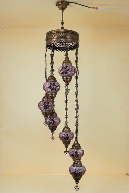 Mosaic Chandelier 7 Balls S – Ruby Bloom | Spiral
