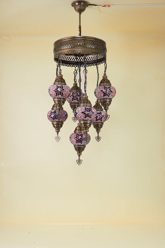 Mosaic Chandelier 7 Balls S – Ruby Bloom | Cluster