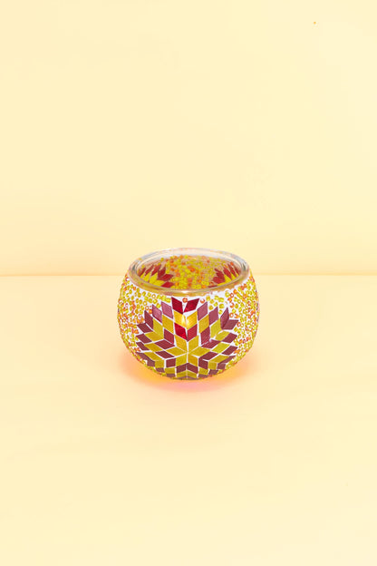 Mozaïek Kandelaar M – Rood & Goud