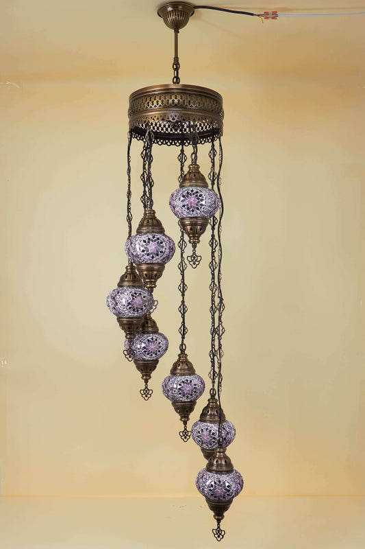 Mozaïek Kroonluchter 7 Bollen S – Crystal Bloom | Spiraal
