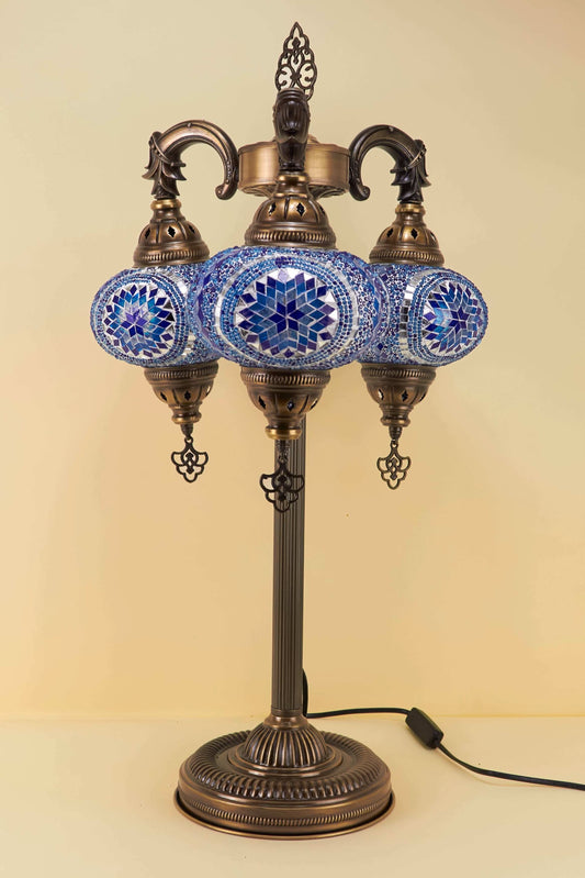 Mozaïek Vloerlamp 3 Bollen M – Blue Sultan
