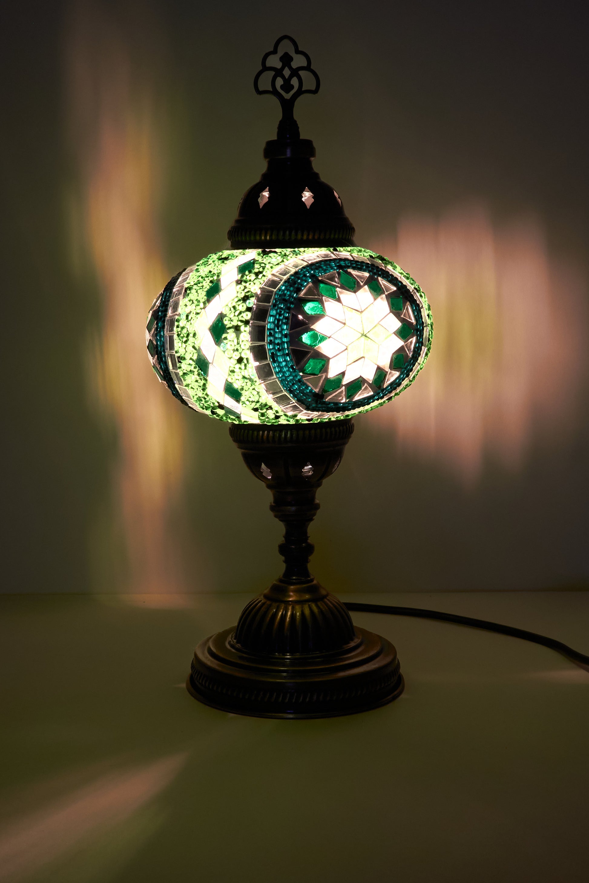 Mozaïek Tafellamp M – Emerald Echo – Handgemaakte – JZ Handmade – J&Z Handmade