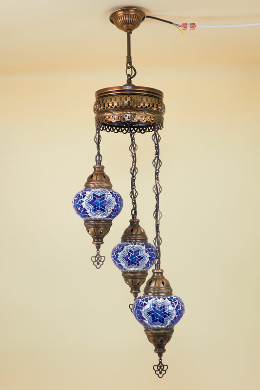 Mosaic Chandelier 3 Balls S – Blue Mirage | Spiral
