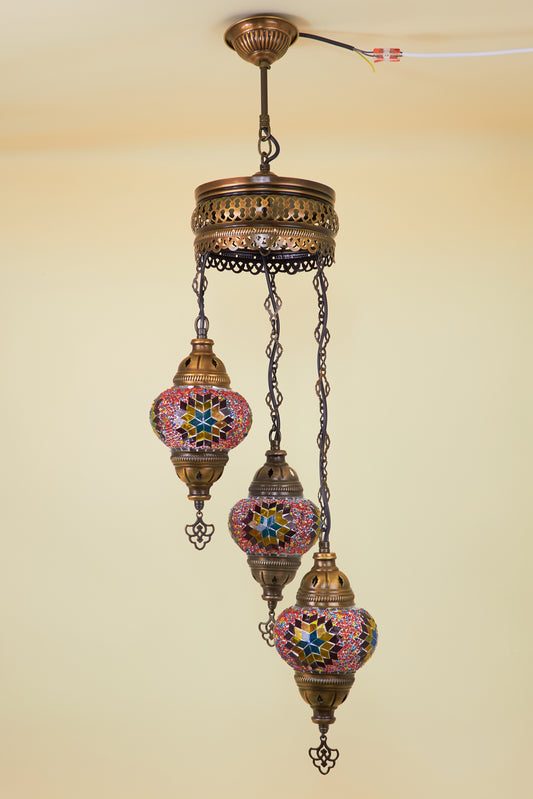Mosaic Chandelier 3 Balls S – Fire Spiral | Spiral